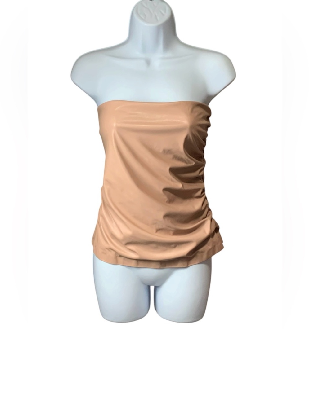 Zara Nude Faux Leather Strapless Top